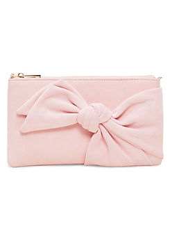Pink Suede Bow Clutch Bag by Phase Eight