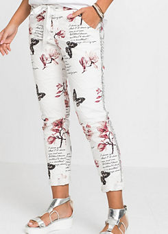 Piped Printed Trousers by bonprix