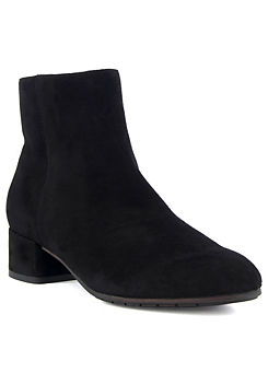 Pippie Black Low-Heel Suede Ankle Boots by Dune London