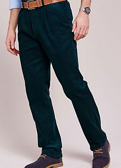 Pleat Front Cord Trousers by Cotton Traders