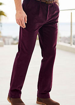 Pleat Front Cord Trousers by Cotton Traders