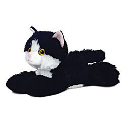 Plush Mini Flopsies Maynard Black/White Cat Soft Toy by Aurora