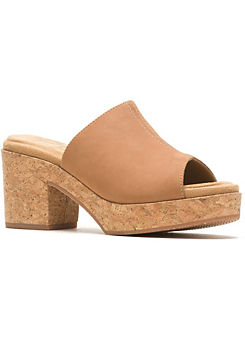 Poppy Tan Suede Cork Wrap Mules by Hush Puppies