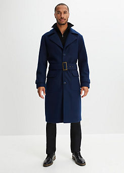 Premium Faux Wool Coat with Belt by bonprix