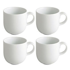 Premium White Porcelain Set of 4 Coupe Mugs by Fairmont & Main