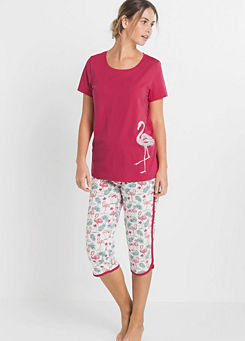 Print T-Shirt & Cropped Pants Pyjama Set