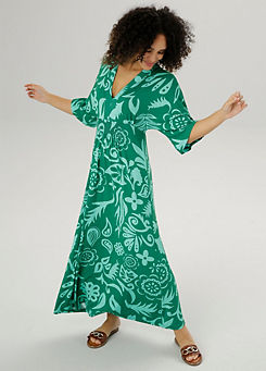 Print Three Quarter Length Sleeve Maxi Dress by Aniston