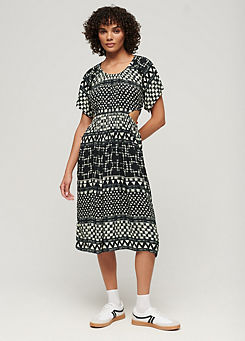 Printed Cut Out Midi Dress by Superdry