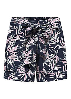 Printed Elasticated Waist Shorts with Tie Belt by Only