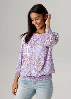 Printed Long Sleeve Blouse by Aniston