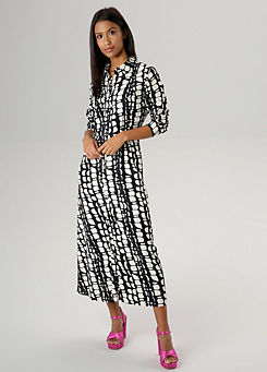 Printed Long Sleeve Midi Dress by Aniston