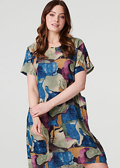 Printed Relaxed Short Dress by Izabel London
