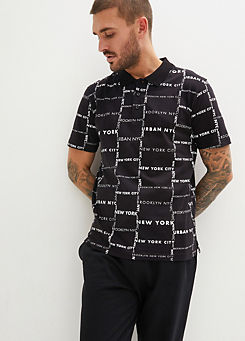 Printed Short Sleeve Polo Shirt by bonprix