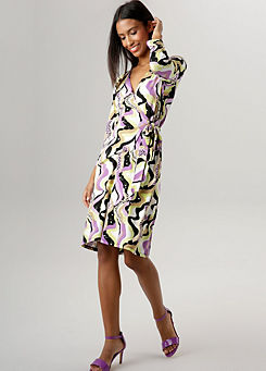 Printed Side Tie Jersey Party Dress by Aniston