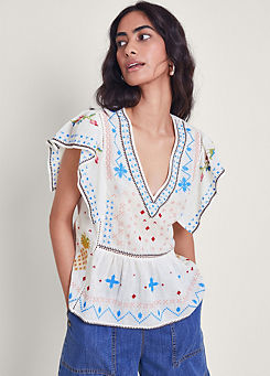 Prue Pineapple Embroidered Top by Monsoon