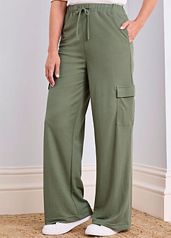 Pull-On Cargo Wide-Leg Trousers by Cotton Traders