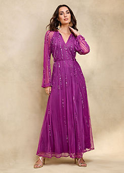 Purple Beaded Maxi Dress by Together