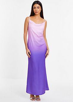 Purple Ombre Satin Strappy Slip Dress by Quiz