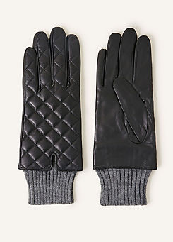 Quilted Leather Gloves by Accessorize