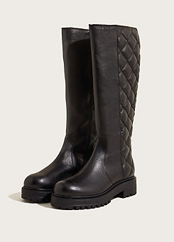 Quilted Leather Stomp Boots by Monsoon