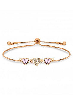 Radiance Collection Rose Gold Plated Pink Dancing Heart Toggle Bracelet by Jon Richard