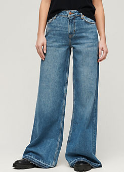 Raw Hem Wide-Leg Flare Jeans by Superdry