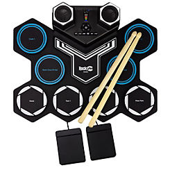 Rechargeable Bluetooth Roll Up Drum Kit with Inbuilt Speakers & Drumsticks  by RockJam