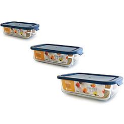 Rectangular Glass Food Container Set 640ml, 1050ml, 1520ml by Jomafe