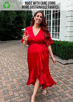 Recycled Angel Sleeve Frill Wrap Maxi Dress by Stacey Solomon