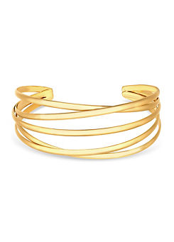 Recycled Gold Plated Polished Weave Cuff Bangle Bracelet by Jon Richard