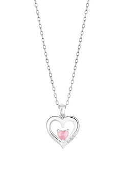Recycled Sterling Silver 925 Pink Heart Pendant Necklace by Simply Silver
