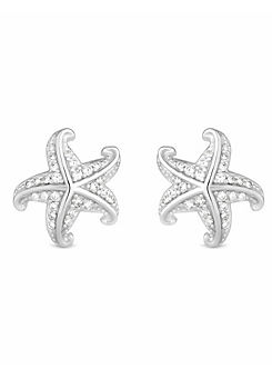 Recycled Sterling Silver 925 Starfish Stud Earrings by Simply Silver