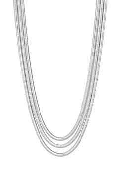 Recycled Sterling Silver Plated Multi Row Snake Chain Necklace - Gift Pouch by Inicio