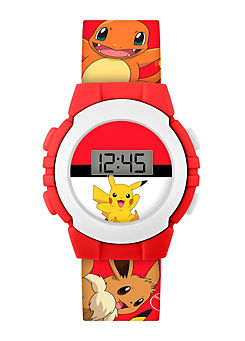 Red Character Print Digital Watch by Pokemon