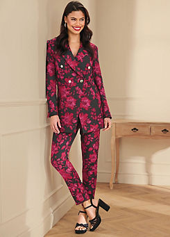 Red Floral Jacquard Cigarette Trouser by Kaleidoscope