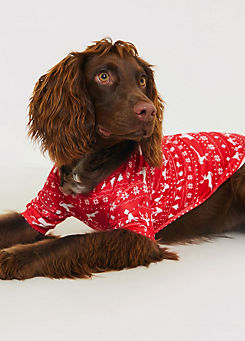 Red Reindeer Fairisle Jersey Dog Coat by Jac Jossa