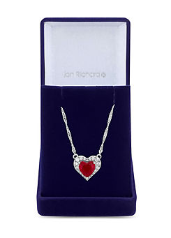 Rhodium Plated Cubic Zirconia Heart Necklace - Gift Boxed by Jon Richard