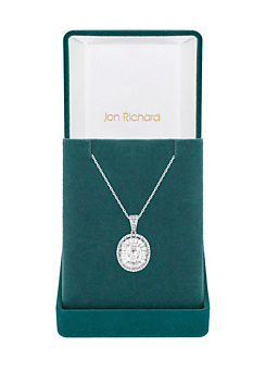 Rhodium Plated Cubic Zirconia Statement Crystal Pendant Necklace - Gift Boxed by Jon Richard