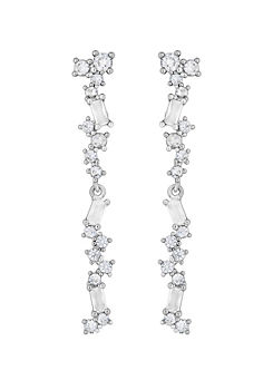 Rhodium Plated Scattered Stone Earrings by Jon Richard