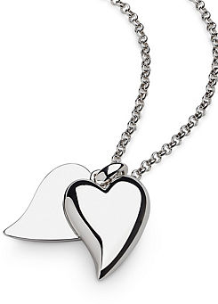 Rhodium Plated Sterling Silver Desire Love Duet Large Heart Necklace by Kit Heath