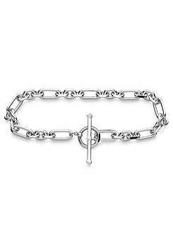 Rhodium Plated Sterling Silver Figaro Chain T-Bar Bracelet, 7.5 inch by Kit Heath