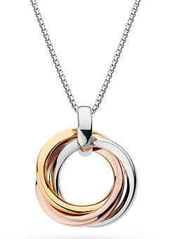 Rhodium Plated Sterling Silver and 18ct Gold Plate Bevel Cirque Trilogy Necklace by Kit Heath