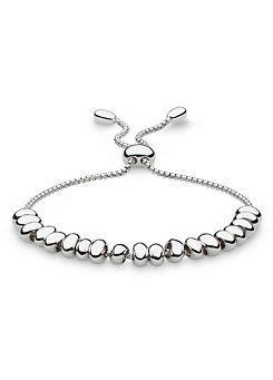 Rhodium Plated Sterling Silver and Coast Tumble Half Row Toggle Bracelet by Kit Heath
