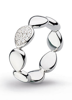 Rhodium Plated Sterling Silver and Cubic Zirconia Coast Pebble Glisten Ring by Kit Heath