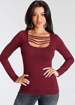 Ribbon Detail Long Sleeve Top by Melrose