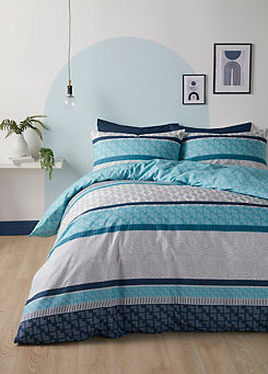 Rico Reversible Duvet Cover Set - Teal by Fusion
