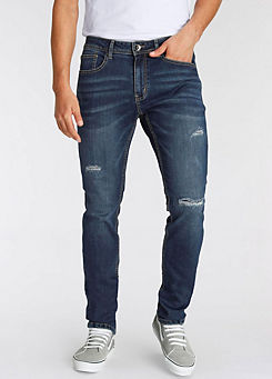 Ripped Straight Leg Jeans by AJC