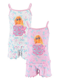 Rise & Shine Pack of 2 Vest Pyjama Sets by Barbie
