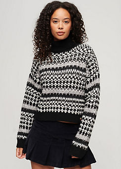 Roll Neck Crop Knit Jumper by Superdry