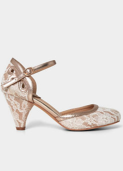 Rose Gold Metallic Ankle Strap Shoes by Joe Browns